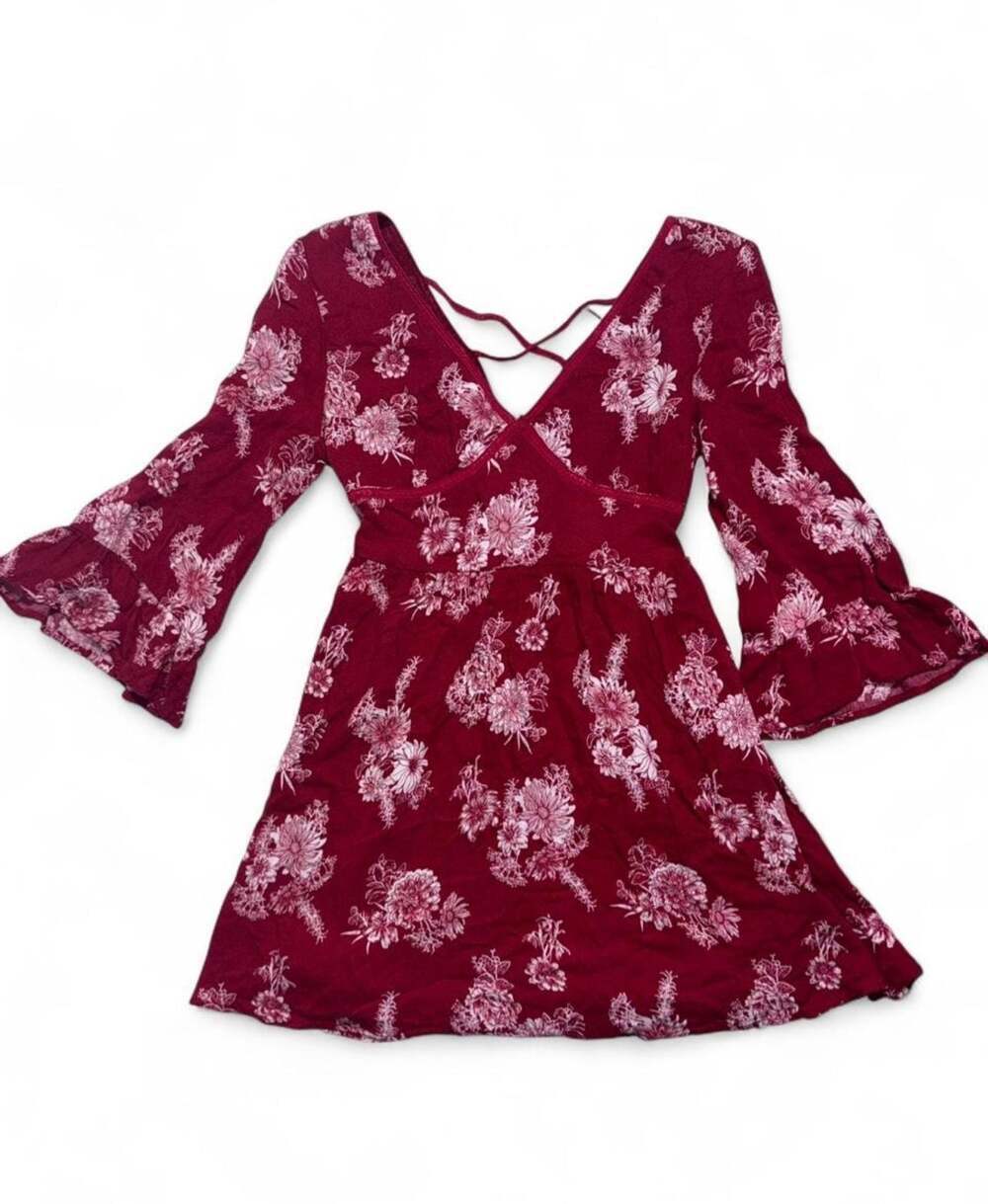 American Rag Floral Long Bell Sleeve  Smocked Mini Dress